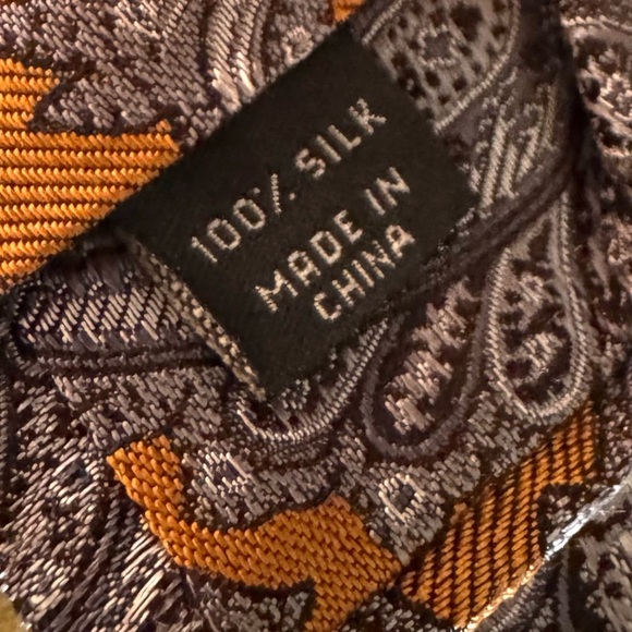 Jos. A. Bank Gold and Gray Paisley Silk Tie - Picture 9 of 10